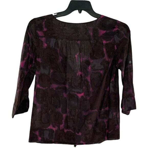 J. Crew Top Women's Size 4 3/4 Multicolor Sleeve Beaded V-Neckline Casual Blouse - Picture 2 of 9